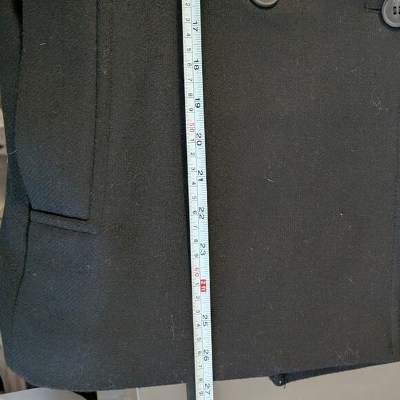 H&M HM Black Double-Breasted Short Peasant's Twill Jacket Pea Coat, size M - Picture 7 of 7